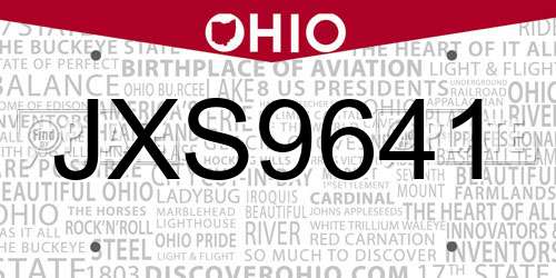 JXS9641 Ohio License Plate