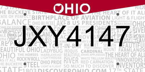 JXY4147 Ohio License Plate