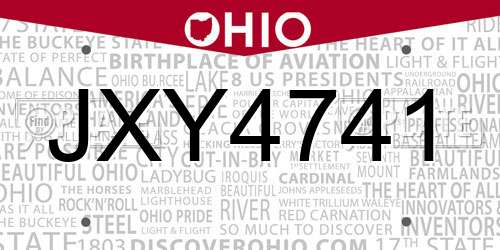 JXY4741 Ohio License Plate