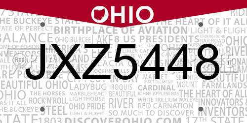JXZ5448 Ohio License Plate