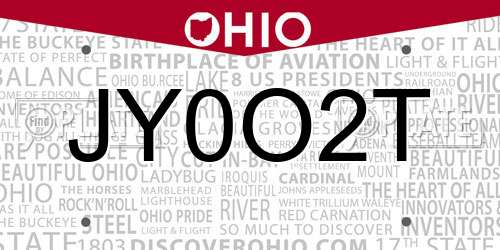 JY0O2T Ohio License Plate