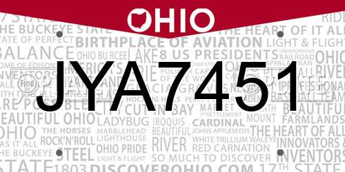 JYA7451 Ohio License Plate