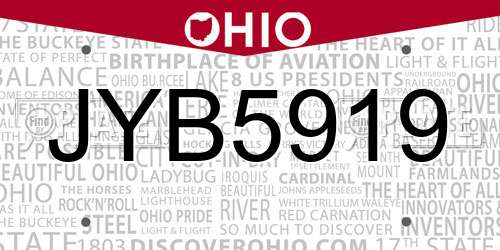 JYB5919 Ohio License Plate