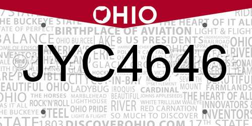 JYC4646 Ohio License Plate