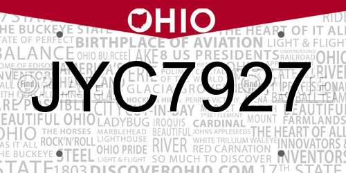 JYC7927 Ohio License Plate