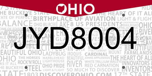 JYD8004 Ohio License Plate