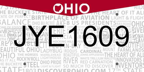 JYE1609 Ohio License Plate
