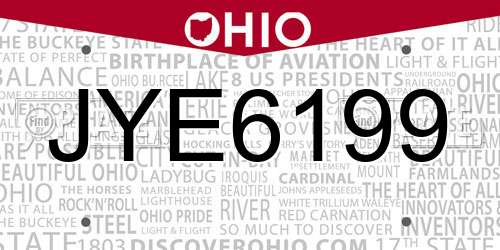 JYE6199 Ohio License Plate