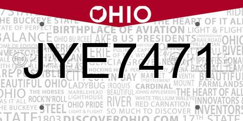 JYE7471 Ohio License Plate