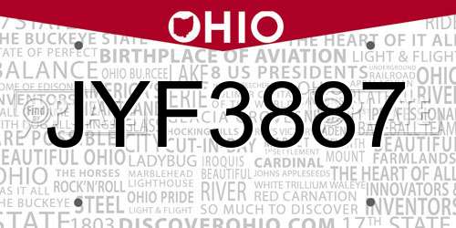 JYF3887 Ohio License Plate