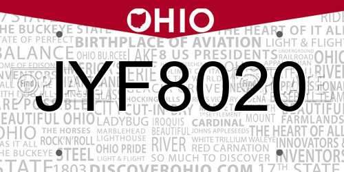 JYF8020 Ohio License Plate