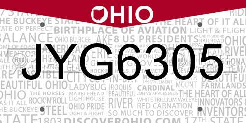 JYG6305 Ohio License Plate