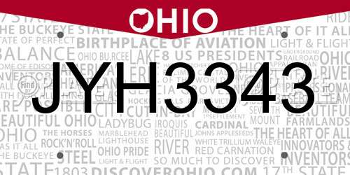 JYH3343 Ohio License Plate