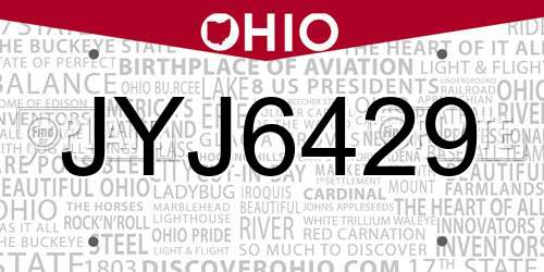 JYJ6429 Ohio License Plate