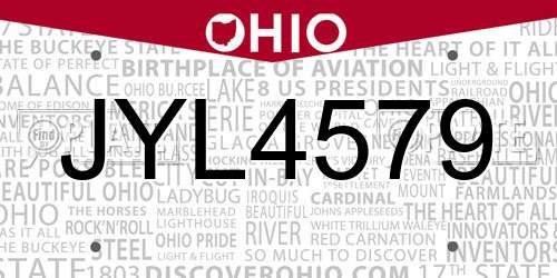 JYL4579 Ohio License Plate
