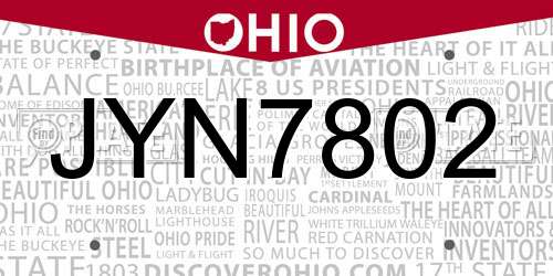 JYN7802 Ohio License Plate