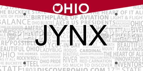 JYNX Ohio License Plate