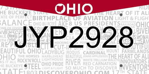 JYP2928 Ohio License Plate