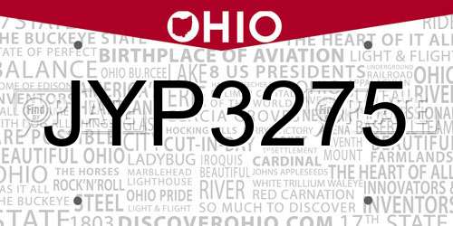 JYP3275 Ohio License Plate
