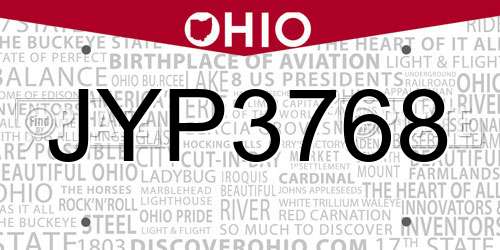 JYP3768 Ohio License Plate
