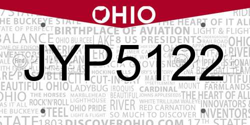 JYP5122 Ohio License Plate