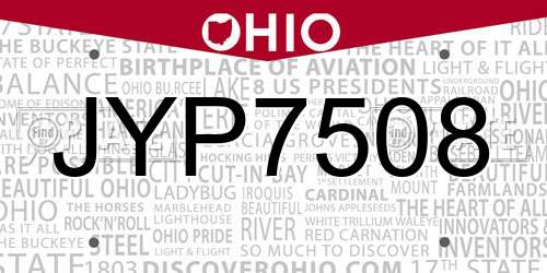 JYP7508 Ohio License Plate