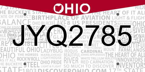 JYQ2785 Ohio License Plate