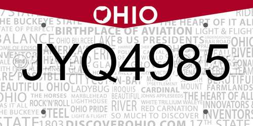 JYQ4985 Ohio License Plate