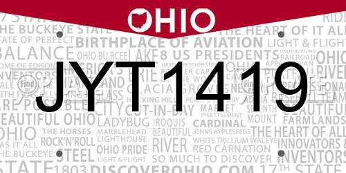 JYT1419 Ohio License Plate