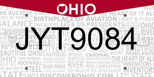 JYT9084 Ohio License Plate