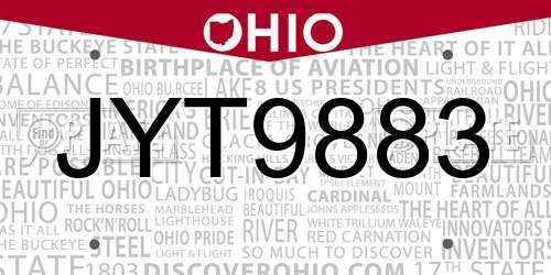 JYT9883 Ohio License Plate