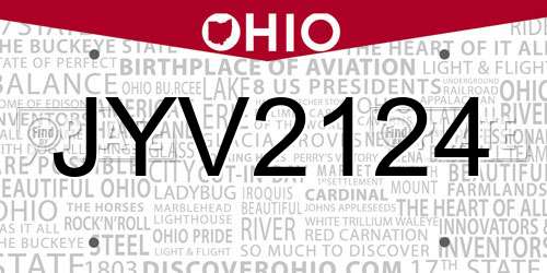 JYV2124 Ohio License Plate