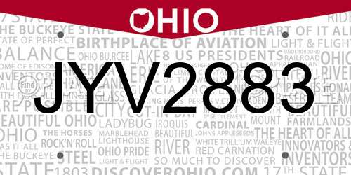 JYV2883 Ohio License Plate