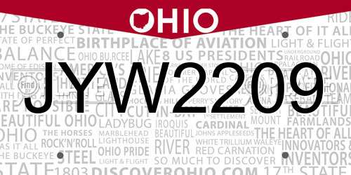 JYW2209 Ohio License Plate