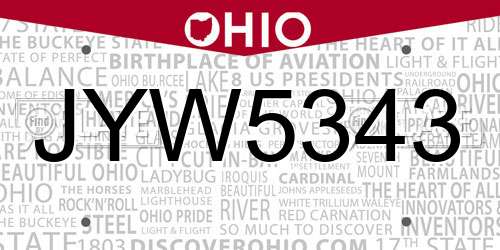 JYW5343 Ohio License Plate