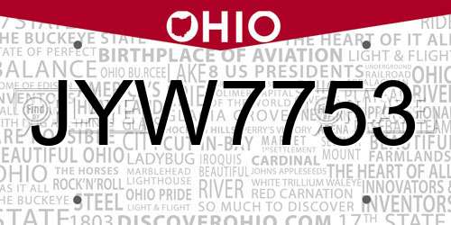 JYW7753 Ohio License Plate