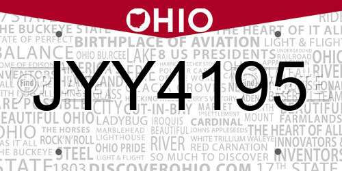 JYY4195 Ohio License Plate