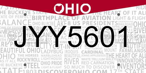 JYY5601 Ohio License Plate