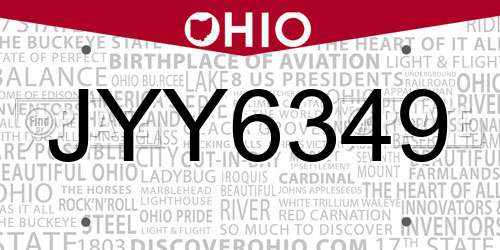 JYY6349 Ohio License Plate
