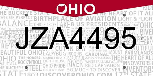 JZA4495 Ohio License Plate