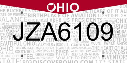 JZA6109 Ohio License Plate