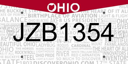 JZB1354 Ohio License Plate