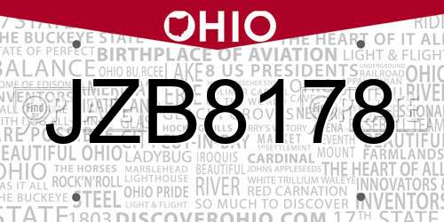 JZB8178 Ohio License Plate