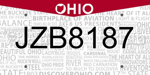 JZB8187 Ohio License Plate