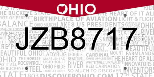 JZB8717 Ohio License Plate