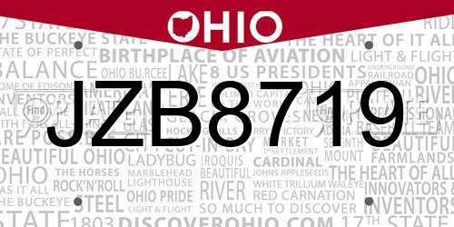 JZB8719 Ohio License Plate