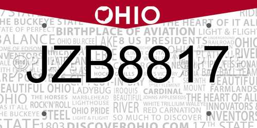 JZB8817 Ohio License Plate