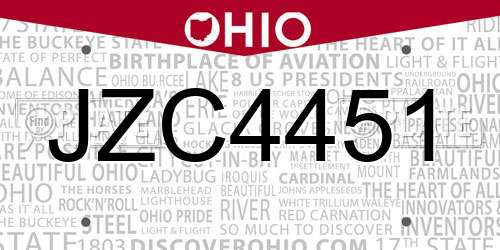 JZC4451 Ohio License Plate