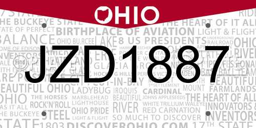 JZD1887 Ohio License Plate