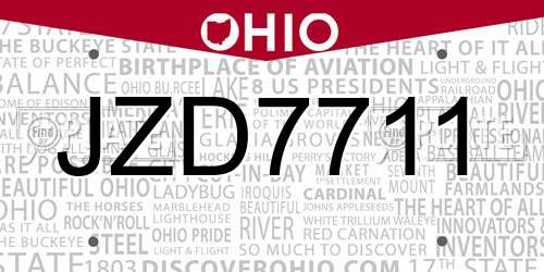 JZD7711 Ohio License Plate